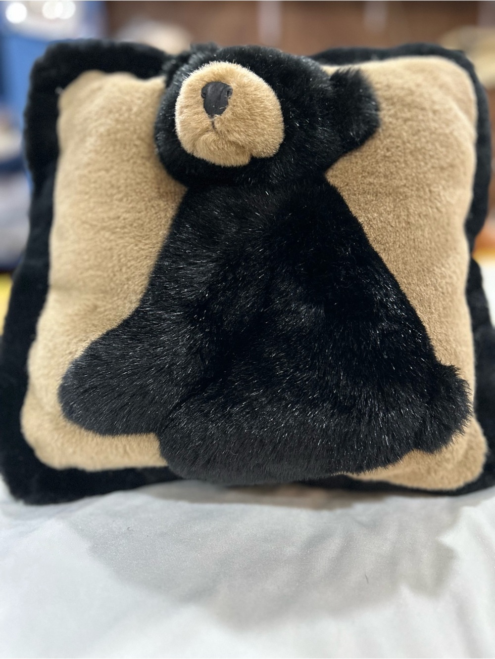 Vtg JAAG Plush 3D Black Bear Throw Pillow 12" - Picture 2 of 5